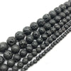 16" Jewelry Bracelet Necklace Natural Black Lava Round Stone Beads