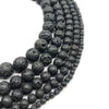 16" Jewelry Bracelet Necklace Natural Black Lava Round Stone Beads