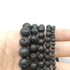 16" Jewelry Bracelet Necklace Natural Black Lava Round Stone Beads