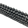 16" Jewelry Bracelet Necklace Natural Black Lava Round Stone Beads