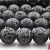 16" Jewelry Bracelet Necklace Natural Black Lava Round Stone Beads