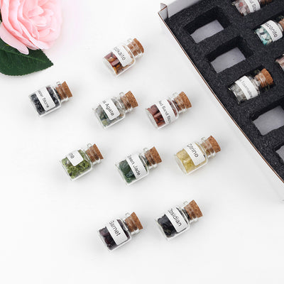 Natural Crystal Decoration Chips Mini Healing Ore Specimens Wishing Bottle Drifting Bottle Customizable packaging box set