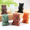 1.5" Natural Healing Stone Animal Hand Carved Figurine Delicate Crystal Night Owl for Home Decor Gift Decorative