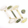 Natural Green Xiuyan Jade Facial Massage Scraping Tool Roller with Teeth