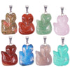 Natural Crystal Quartz Fox Animal Necklace Pendant Jewelry Making