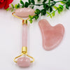 New Natural Crystal Rose Quartz Stone Massage Facial Beauty Set Jade Roller Massager Guasha Scraper Board