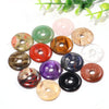 Natural Agate Crystals Healing Stones Beads Safety Buckle Necklace Donuts Pendant for Jewelry Making 25mm
