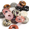 21mm Natural Crystals Pendant Bead Necklace Safety Buckle Donuts Stone Pendant Charms for Necklace