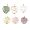 Stone Therapy Crystal Tree of Life Gold Wire Wrapped Stone Heart Pendant