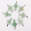 Natural Crystal Green Aventurine Cross Pendant for Jewelry Making 18x25mm