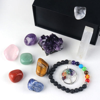 New Product Natural Crystal 7 Chakra Stone Tumble Healing Stones Crystal Gift Box