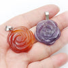 28mm Rose Flower Pendant Valentine's Day Gift Natural Amethyst Carved