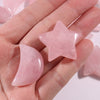 30mm Hand Carved Natural Rose Quartz Crystal Moon Star Healing Gemstone