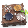 Handmade Wire Wrapped Round Stone Pendant Natural Crystal Chakra Tree Of Life Pendant Necklace Charms For Jewelry Making
