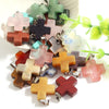 Natural Stone Crystal Healing Cross Necklace Gemstone Cross Pendant