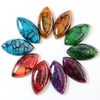 Flat Back Gemstone Bead Rainbow Stripe Dragon Agate Marquise Cabochon