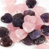 New Style Wholesale 20mm Natural Amethyst Rose Quartz Crystal Stone Carved Heart Chakra Healing Heart Gemstone