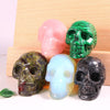 2inch Mixed Color Natural Healing Gemstone Crystal Carved Head Skulls Ornament for Home Decoration Carving Crafts