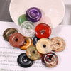 Natural Agate Crystals Healing Stones Beads Safety Buckle Necklace Donuts Pendant for Jewelry Making 25mm