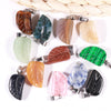Mixed Color Hand Carved Leaf Stone Crystal Pendant DIY Necklace Making