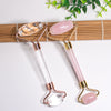 Double Head Roller Beauty Facial Massage Tool Natural Rose Quartz Stone