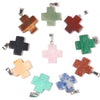 Natural Stone Crystal Healing Cross Necklace Gemstone Cross Pendant