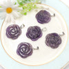 28mm Rose Flower Pendant Valentine's Day Gift Natural Amethyst Carved