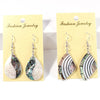 Pair of Natural Handmade Cross Abalone Shell Silver Hook Dangle Earrings