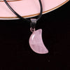 Gemstone Pendant Natural Rose Quartz Crystal Stone Moon Pendant