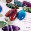 Flat Back Gemstone Bead Rainbow Stripe Dragon Agate Marquise Cabochon