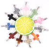 Natural Crystal Healing Gemstone Jesus Cross Stone Pendant Jewelry DIY