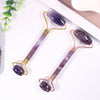 Double Headed Roller Natural Amethyst Facial Massage Scraping Beauty Tool