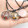 Natural Quartz Crystal Chakra Tree of Life Stone Pendant Necklace Charms