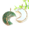 Stone Healing Crystal Tree of Life Pendant Gold Wire Wrapped Stone Moon