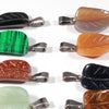 Mixed Color Hand Carved Leaf Stone Crystal Pendant DIY Necklace Making