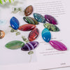 Flat Back Gemstone Bead Rainbow Stripe Dragon Agate Marquise Cabochon