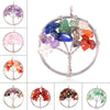 30mm 7 Chakra Tree of Life pendulum Round Necklace Pendant Natural Quartz Crystal Stone Pendants for Jewelry Making