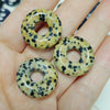 21mm Natural Crystals Pendant Bead Necklace Safety Buckle Donuts Stone Pendant Charms for Necklace