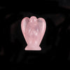 Handmade indoor carved natural rose quartz crystal guardian angel statue