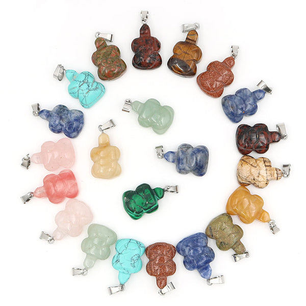 Charms Chakra Carved Turtle Tortoise Animal Natural Crystal Quartz Stone Turtle Pendants For Jewelry Making