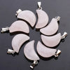 Gemstone Pendant Natural Rose Quartz Crystal Stone Moon Pendant