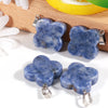 Natural Gemstone Four Leaf Lucky Clover Bead Stone Pendants for Jewelry Making Alloy Pendant Bracelets Earring