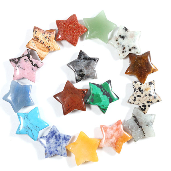 Hand Carved 25mm Natural Crystals Healing Stones Stars Crystals Gemstone Crystal Crafts For Jewelry Making