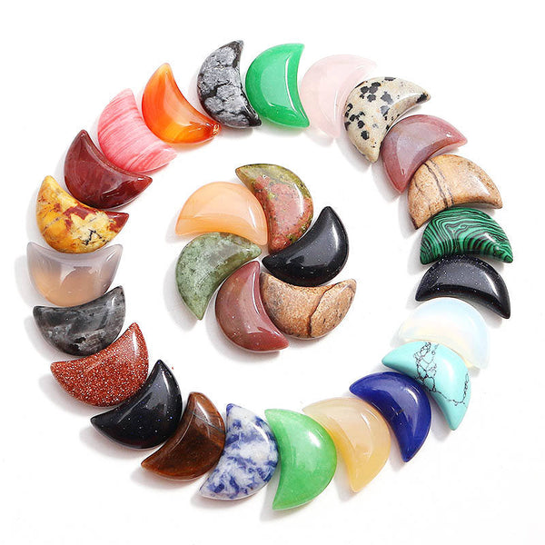 Charms Hand Carved Small Natural Stone Reiki Healing moon shape crystals wholesale bulk