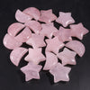 30mm Hand Carved Natural Rose Quartz Crystal Moon Star Healing Gemstone