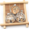 Handmade Wire Wrapped Round Stone Pendant Natural Crystal Chakra Tree Of Life Pendant Necklace Charms For Jewelry Making