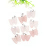 Hand Carved Stone Butterfly Pendant Natural Healing Crystal Quartz Stone Animal Butterfly Pendants For Jewelry Making