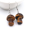 Fashion Women's Jewelry Accessories Natural Gemstone Healing Crystal Mushroom Dangle Earrings