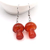 Fashion Women's Jewelry Accessories Natural Gemstone Healing Crystal Mushroom Dangle Earrings