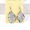 Pair of Natural Handmade Cross Abalone Shell Silver Hook Dangle Earrings